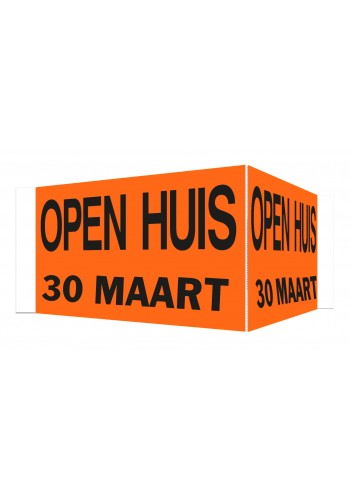 Open Huis V-bord met datum (oranje)