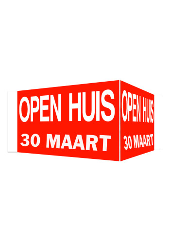 Open Huis V-bord met datum (rood)