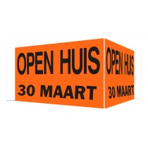 Open Huis V-bord met datum (oranje)