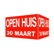 Open Huis V-bord met datum (rood)