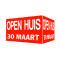 Open Huis V-bord met datum (rood)